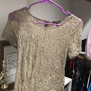 Beige mesh floral top